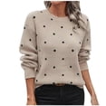 thumbnail image 1 of CHUMUD Women's Polka Dots Sweaters Long Sleeve Round Neck Knit Loose Fit Basic Jumper Tops Paired with leggings, 1 of 5