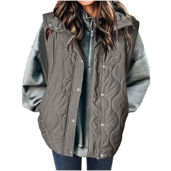 CHUMUD Women's Puffer Vest Lightweight Quilted Stand Collar Sleeveless Jackets Fall Winter 2025 Button Zip Up Padded Coat
