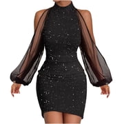 Shop Women's Sequin Turtleneck Dresses in Various Styles and Colors Shop Women's Sequin Turtleneck Dresses in Various Styles and Colors