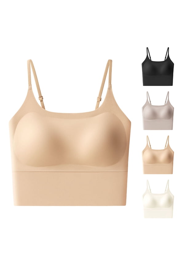 Women's Seamless Cami Bralette Wireless Removable Padded Yoga Sleep Bra