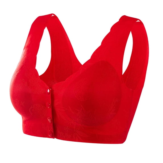 CHUMUD Women's Sexy Low Back Push-Up Bra Front Hook Lace Bra with Seamless Invisible Design