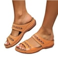 thumbnail image 1 of CHUMUD Women's Slide Sandals Double Strap Embroidered Cutout Open Toe Comfort Wedge Summer Shoes, 1 of 5