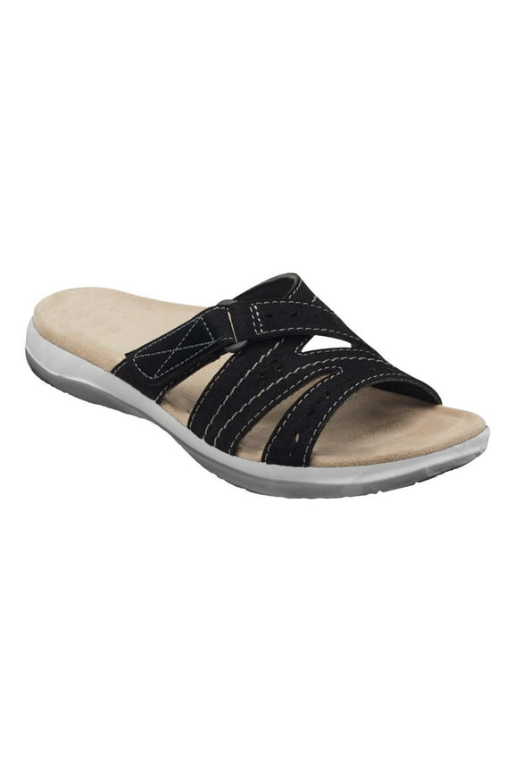 Women's Slide Sandals Perforated Straps Adjustable Hook and Loop Open Toe Comfort Walking Shoes
