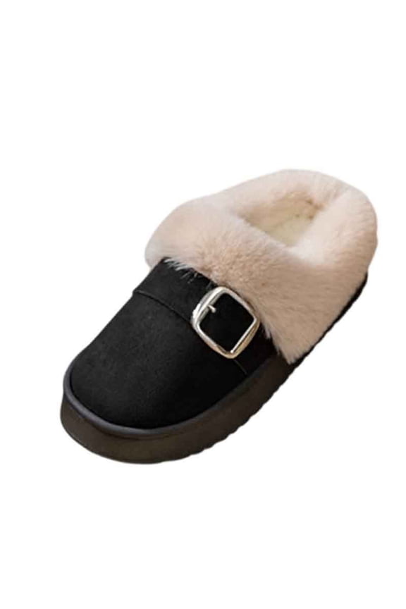 Women's Slipper Platform Mini Boots, Comfortable Memory Foam Slippers with Wool Lining, Winter Plush Slippers