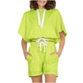 thumbnail image 1 of CHUMUD Women's Summer 2 Piece Shorts Sets Oversized Hooded Tops Short Sleeve Travel Outfits Fashion Matching Clothing Outfits, 1 of 8