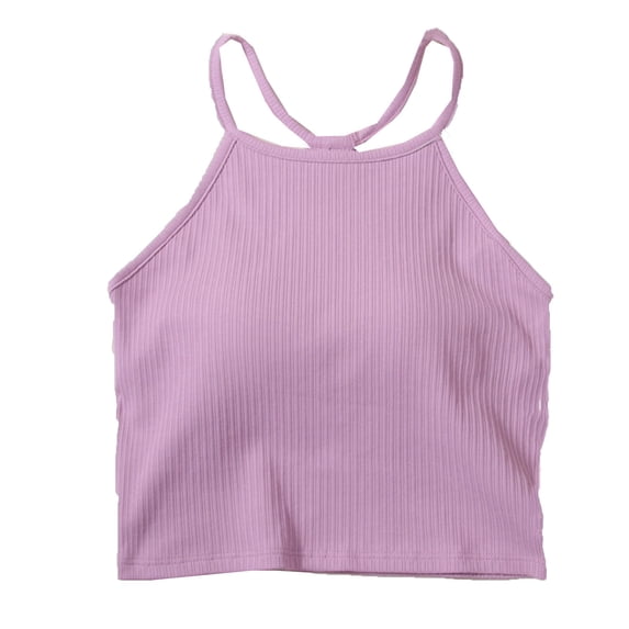 CHUMUD Women's Tank Tops Cotton Sleeveless Crew Neck Crop Top with Built in Bra Racerback Casual Trendy Outfits
