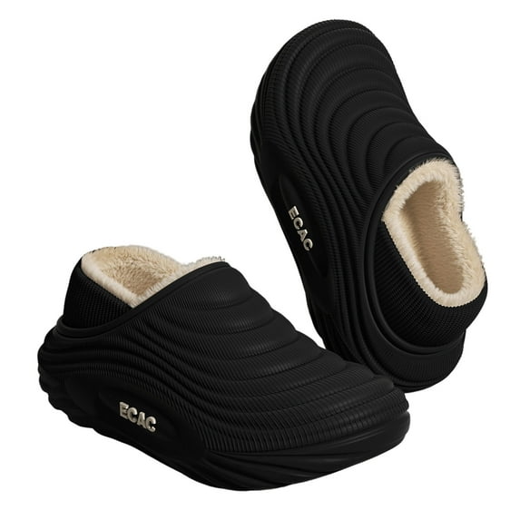 CHUMUD Women's Waterproof Closed-Back Slippers - Faux Fur Accent & Plush Fleece Lining, Fashion Winter House Shoes