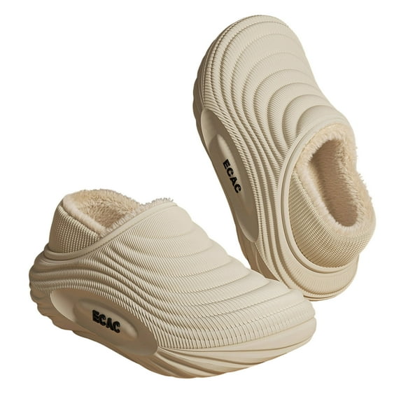 CHUMUD Women's Waterproof Closed-Back Slippers - Faux Fur Accent & Plush Fleece Lining, Fashion Winter House Shoes