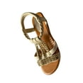 thumbnail image 1 of CHUMUD Women's Wedge Sandals Rhinestone Embellished Braided Ankle Strap Open Toe Gladiator Summer Shoes, 1 of 4