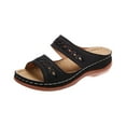 thumbnail image 1 of CHUMUD Women's Wedge Slide Sandals Embroidered Double Strap Open Toe Comfort Walking Shoes, 1 of 7