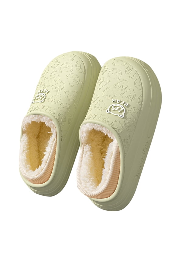 Women's Winter Slippers - Waterproof EVA Slides with Cozy Wool Lining & Ankle Cuff, Non-Slip Indoor Outdoor House Shoes