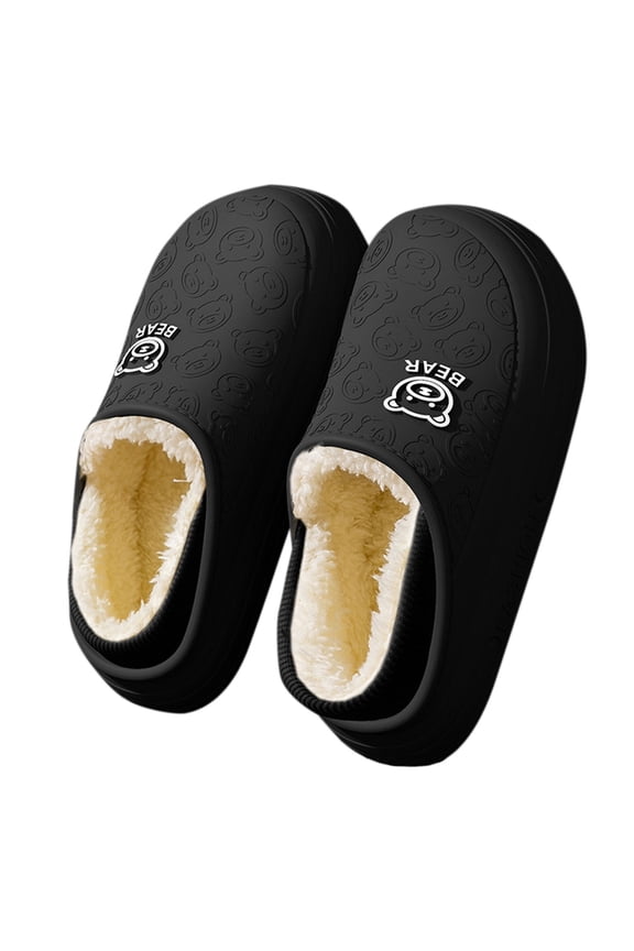 Women's Winter Slippers - Waterproof EVA Slides with Cozy Wool Lining & Ankle Cuff, Non-Slip Indoor Outdoor House Shoes