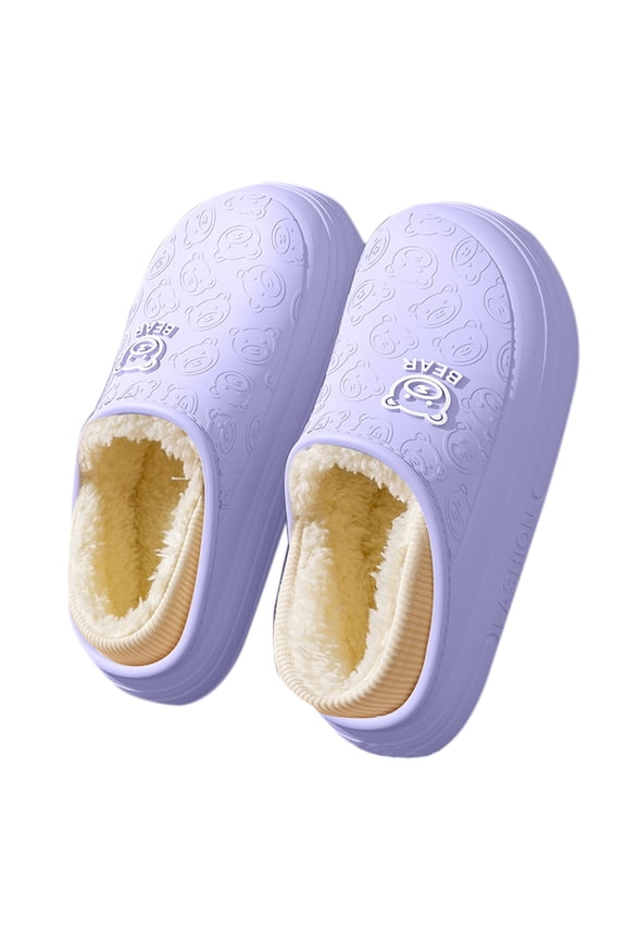 Women's Winter Slippers - Waterproof EVA Slides with Cozy Wool Lining & Ankle Cuff, Non-Slip Indoor Outdoor House Shoes