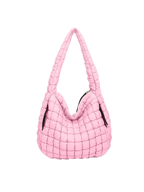 Women's Zippered Cloud Tote Bag - Slouchy Shoulder Bag with Strap, Pleated Crossbody for Travel, Secure & Roomy