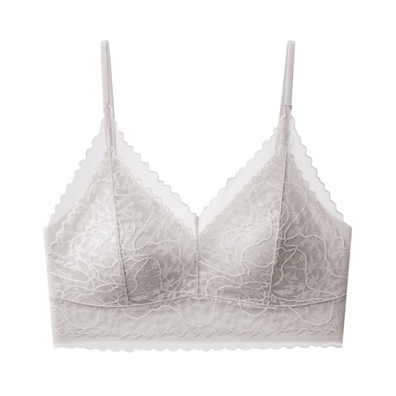 CHUMUD Women's no Underwire Lace Bralette - V-Neck Wireless Bra, Scalloped Trim for Everyday Wear