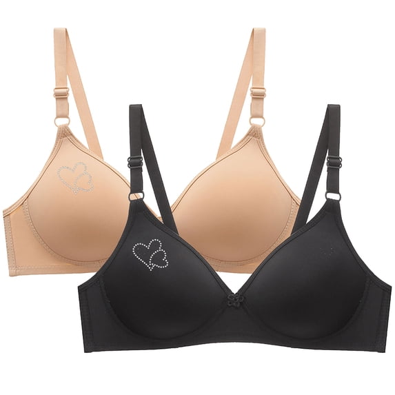 CHUMUD Womens 2 Pack Full Coverage Wireless Bra Seamless Bra Cute Heart Comfort no Underwire Everyday