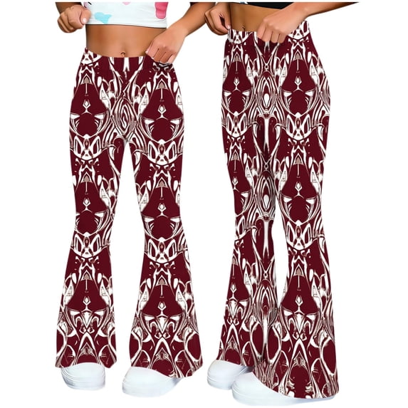 CHUMUD Womens Bohemia Flared Yoga Pants Stretchy High Waisted Flare Leggings Bell Bottom Bootcut Yoga Dress Pants Retro Floral Pants Travel Vacation