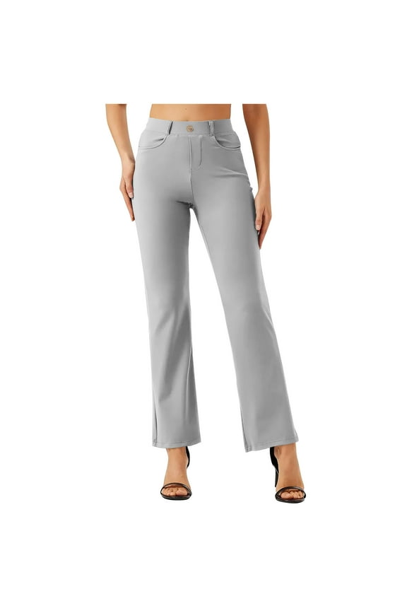Womens Bootcut Dress Pants Business Casual Work Pants with Pockets Pull On Regular Slacks for Office
