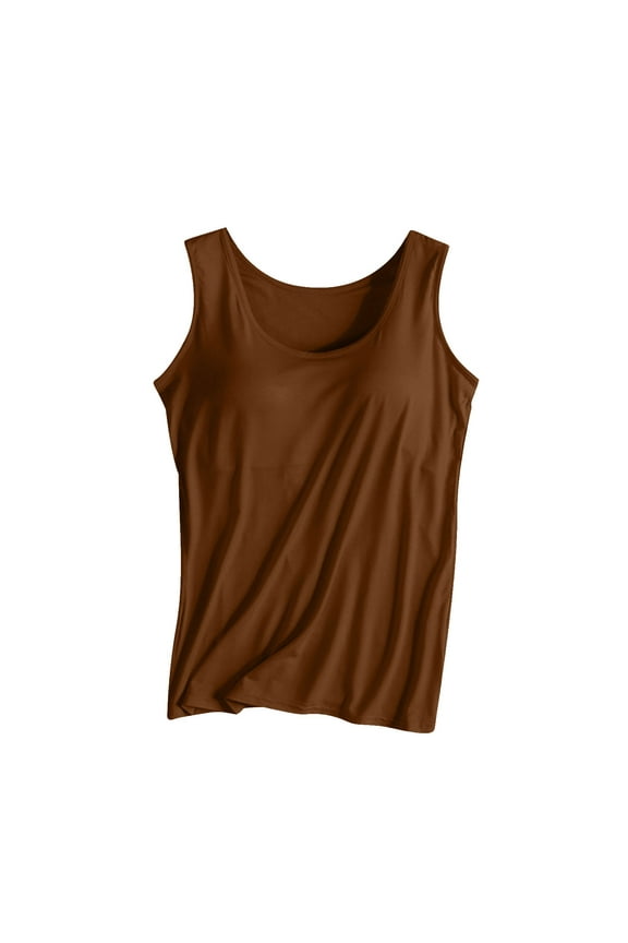 Womens Built-in-Bra Tank Tops Seamless Shapewear Tummy Control Slimming Body Shaper Top