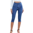 thumbnail image 1 of CHUMUD Womens Capris Jeans Front Button Slimming Stretchy Denim with Pockets Pants Summer Fits, 1 of 8