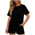 thumbnail image 1 of CHUMUD Womens Casual 2 Piece Outfit Sets Short Sleeve T Shirts & Drawstring Pocket Shorts Set Summer Tracksuits, 1 of 5
