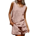 thumbnail image 1 of CHUMUD Womens Cotton Linen 2 Piece Matching Lounge Set Sleeveless Tank Top Shorts Set with Pockets Summer Casual Going Out, 1 of 7