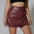 thumbnail image 1 of CHUMUD Womens Faux Leather Mini Skirts Fashion Bodycon High Waisted Slit Skirt with Shorts Back Zipper Summer Skorts Skirt, 1 of 9