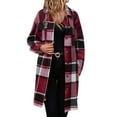 thumbnail image 1 of CHUMUD Womens Flannel Long Plaid Shacket Jacket Long Sleeve Lapel Boyfriend Button Down Coats Fall Winter Fashion Outfits, 1 of 6