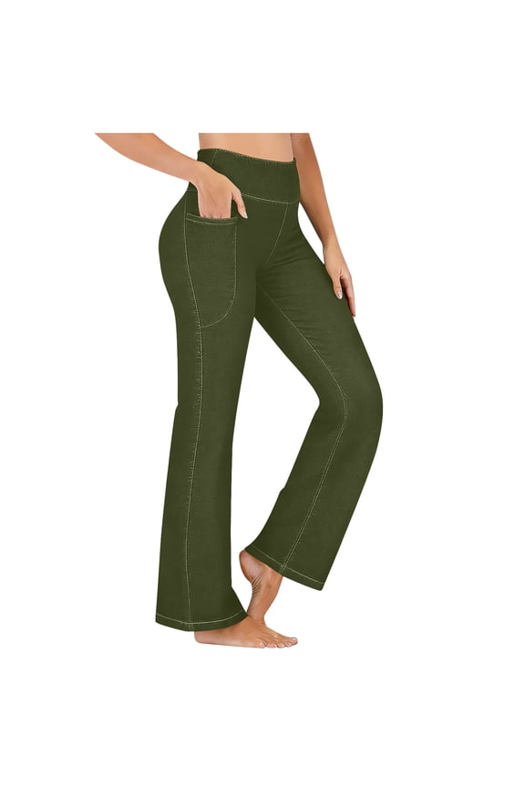 Womens Flare Jeans High Waisted Stretchy Leggings Casual Tummy Control Skinny Denim Pants with Pockets