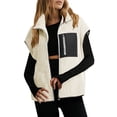 thumbnail image 1 of CHUMUD Womens Fleece Vest Sleeveless Fuzzy Sherpa Jackets Trendy Zip Up Lapel Collar Winter Coat Outerwear with Pockets, 1 of 9