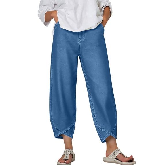 CHUMUD Womens High Waisted Wide Leg Jeans Stretchy Straight Leg Baggy Jeans Trendy Seamed Front Loose Denim Pants with Pockets