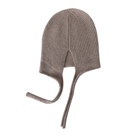 CHUMUD Womens Knitted Hat Korean Style Strap Soft Wool Cold Proof Hats Outdoor Ear Protection Windproof Cap