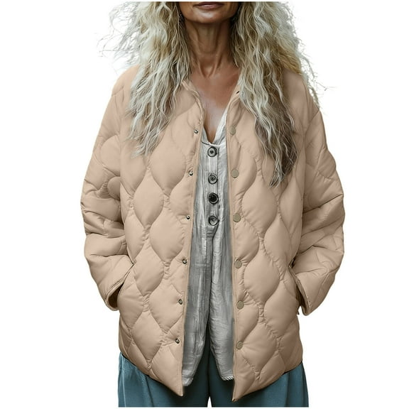 CHUMUD Womens Lightweight Quilted Jacket Fall Button Down Diamond Puffer Jackets Winter Warm Padded Coat with Pockets
