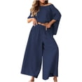 thumbnail image 1 of CHUMUD Womens Matching Linen Sets 2 Piece Summer Outfits Oversized Tops & Wide Leg Pants Trousers Casual Beach Vacation Set Going Out (Avail for Plus Size), 1 of 6