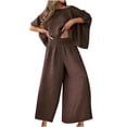 thumbnail image 1 of CHUMUD Womens Matching Linen Sets 2 Piece Summer Outfits Oversized Tops & Wide Leg Pants Trousers Casual Beach Vacation Set Going Out (Avail for Plus Size), 1 of 6
