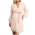 thumbnail image 1 of CHUMUD Womens Maternity Nursing Robe Pregnancy Breastfeeding Bathrobes 3 in 1 Labor Delivery Nightgowns Bathrobe Nightwear, 1 of 7