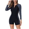 thumbnail image 1 of CHUMUD Womens One Piece Athletic Swimsuits Long Sleeve Suit Zip Surfing Swimwear Shorts Summer Beach Vacation, 1 of 8