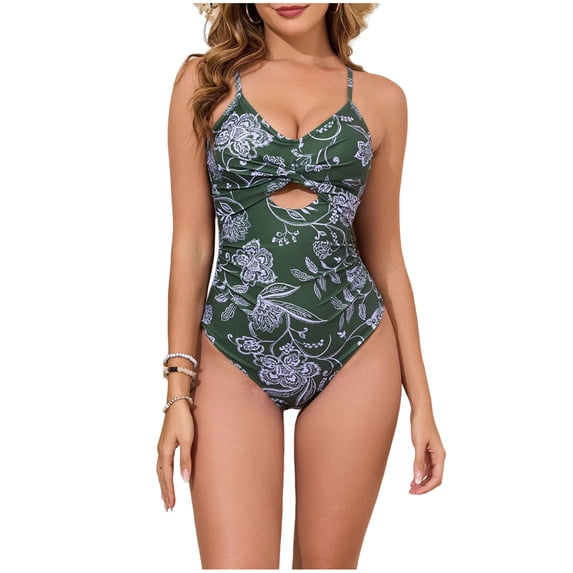 CHUMUD Womens One Piece Swimsuits Tummy Control Bathing Suit Front Twist Cotout Swimwear Slimming Swimsuit Beach Vacation