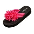thumbnail image 1 of CHUMUD Womens Outdoor Fuzzy Flower Decor Toe Post Platform Flip-Flop Sandals, Casual Open Toe Slip-On Slippers, Lightweight Summer Beach Sandals, 1 of 9