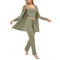 thumbnail image 1 of CHUMUD Womens Outfits 3 Piece Track Suits Set Long Cardigan Crop Tank Top Straight Leg Pants Matching Tracksuit Sets, 1 of 5