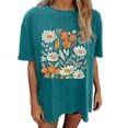 thumbnail image 1 of CHUMUD Womens Oversize T Shirts Floral Short Sleeve Crew Neck Pleated Tees Loose Fit Casual Trendy Summer Tops, 1 of 5