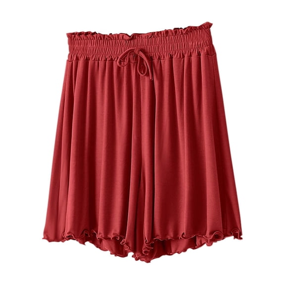 CHUMUD Womens Pajama Shorts Wide Leg Ruffle Sleepwear with Drawstring Casual Ultra-Soft Comfy Nightwear Pjs Bottoms Loungewear