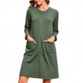 thumbnail image 1 of CHUMUD Womens Pajamas Crew Neck Long Sleeve Zipper Lightweight Soft Nightdress with Pockets Comfortable Loungewear, 1 of 6