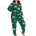 thumbnail image 1 of CHUMUD Womens Plus Size 2 Piece Pajama Sets Long Sleeve Crew Neck Tops and Pants Soft Bow Sleepwear Casual Nightwear Pjs Lounge Set, 1 of 5