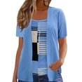 thumbnail image 1 of CHUMUD Womens Plus Size Tops Short Sleeve Crew Neck Top Casual Color Block Blouse Loose Fit Spring Summer Fashion, 1 of 5