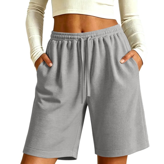 CHUMUD Womens Quick Dry Bermuda Beach Shorts, Elastic Waist Drawstring Casual Shorts with Pockets