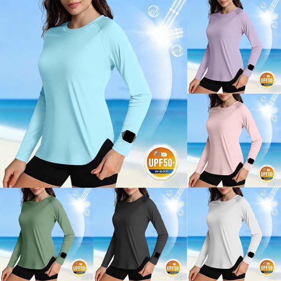 CHUMUD Womens Rash Guard Long Sleeve Shirts UPF 50+ Sun Protection Shirts Quick Dry for Hiking Fishing Workout