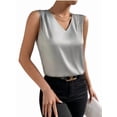 thumbnail image 1 of CHUMUD Womens Satin Tank Tops V Neck Pleated Sleeveless Business Casual Outfit Summer Dressy Work Blouse, 1 of 6
