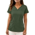 thumbnail image 1 of CHUMUD Womens Scrub Tops Short Sleeve V Neck Blouse with Pockets Care Worker Uniform Casual Loose Fit Tee Spring Summer, 1 of 9