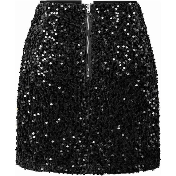 CHUMUD Womens Sequin Stretchy Bodycon Mini Skirts Sexy Sparkly Skirt Glitter Shiny Skirt Night Out Party